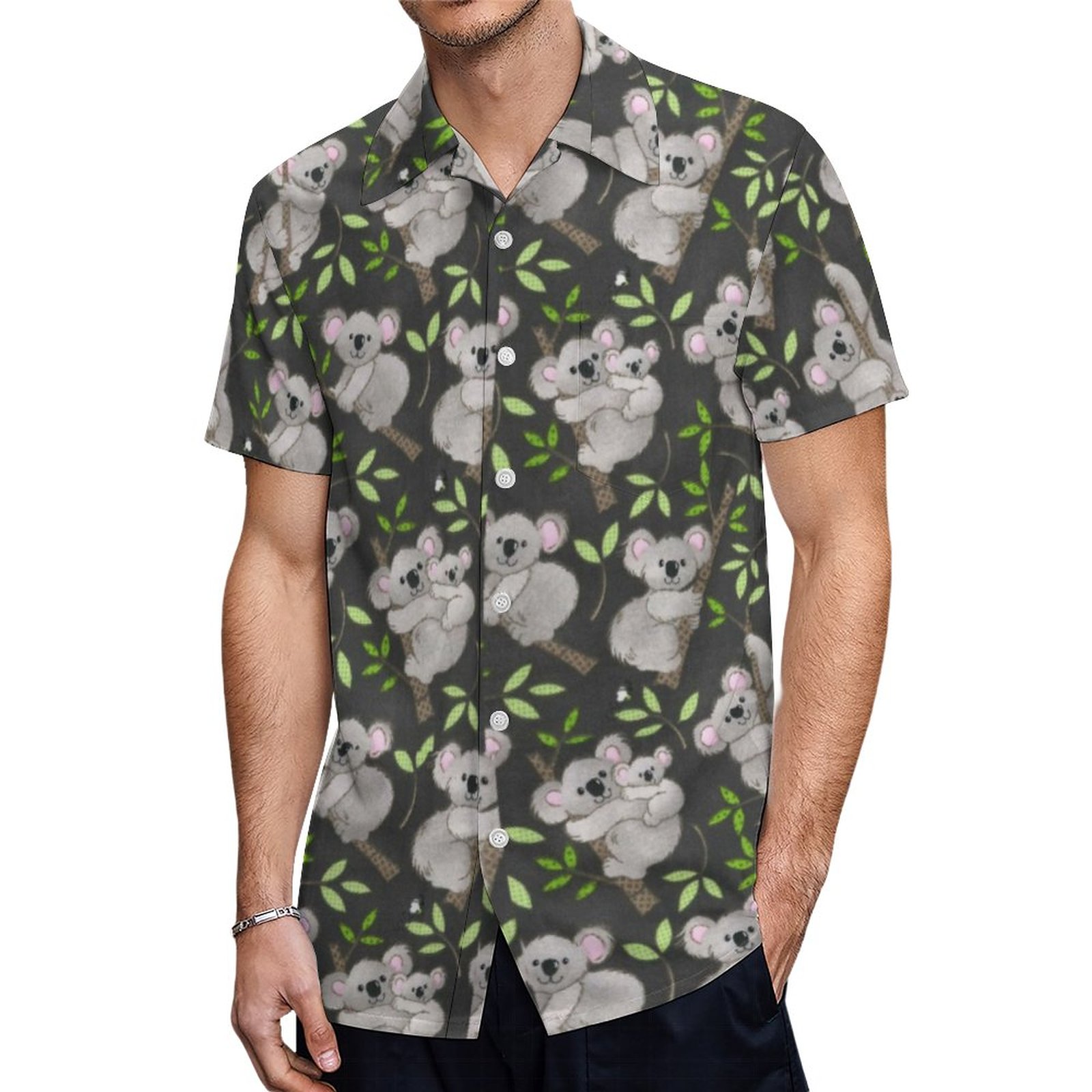 Koala Momma Comfortable Womens Hawaiian Shirt Mens Button Down Plus Size Tropical Hawaii Beach Shirts