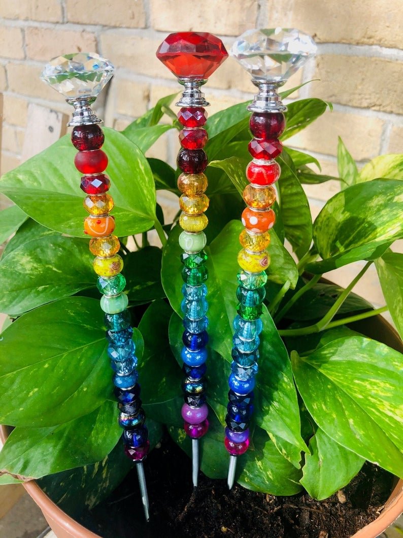 Beaded Fairy Garden Stakes