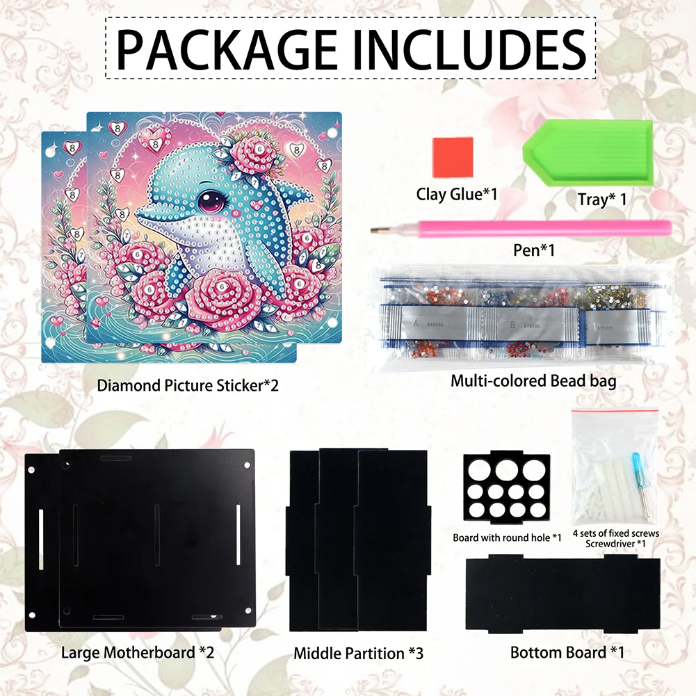 DIY Dolphin Special Shaped Diamond Painting Acrylic Pencil Holder Organizer