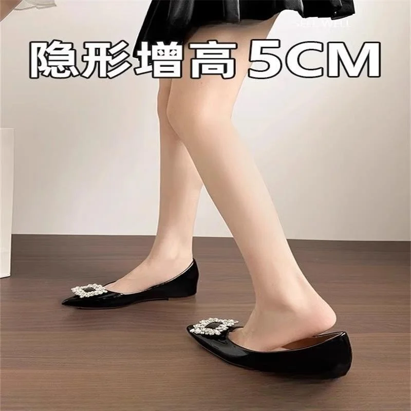 Churchf Churchf Flash Drill In The Raised Small Fragrant Wind Tip Single Shoes Women 2025 Summer New Pedal Soft Bean Bean Bean Shoes