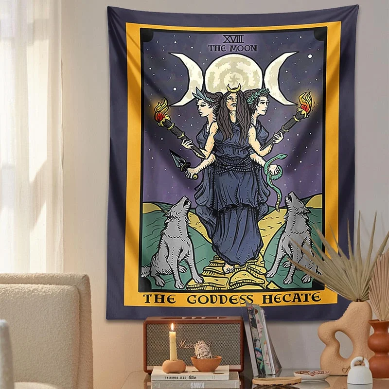 Tarot moon Tapestry Wall Hanging Mandala the goddess hecate Hippie Astrology Divination Witchcraft Background Wall Decoration