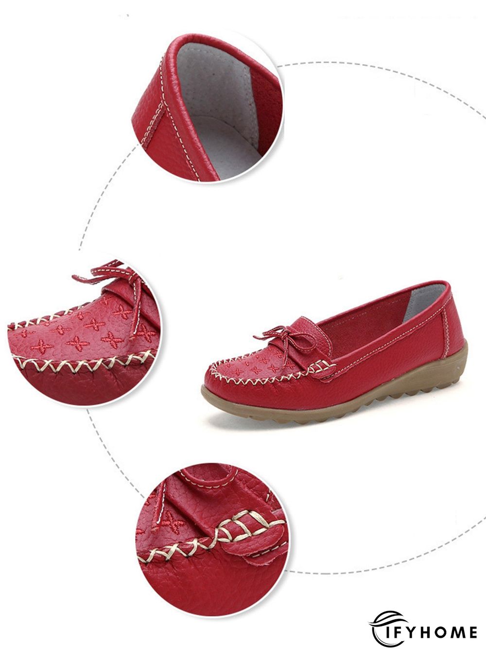 Bow Decor Moccasin Comfy Sole Flat Peas Shoes | IFYHOME