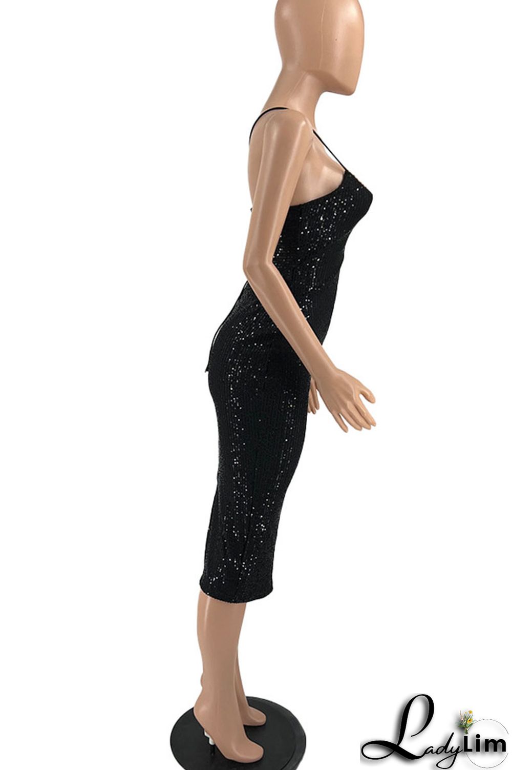 White Sexy Solid Sequins Patchwork Backless Spaghetti Strap One Step Skirt Dresses