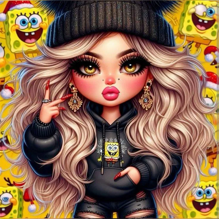 SpongeBob Cool Girl 40*40CM (Canvas)Full Round/AB Round Drill Diamond Painting gbfke