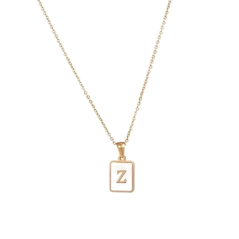 Vintage Style Letter Square 304 Stainless Steel Shell 18K Gold Plated Plating Inlay Pendant Necklace