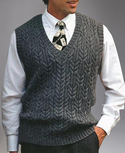 Business V Neck Sleeveless Cable Knitted Vest