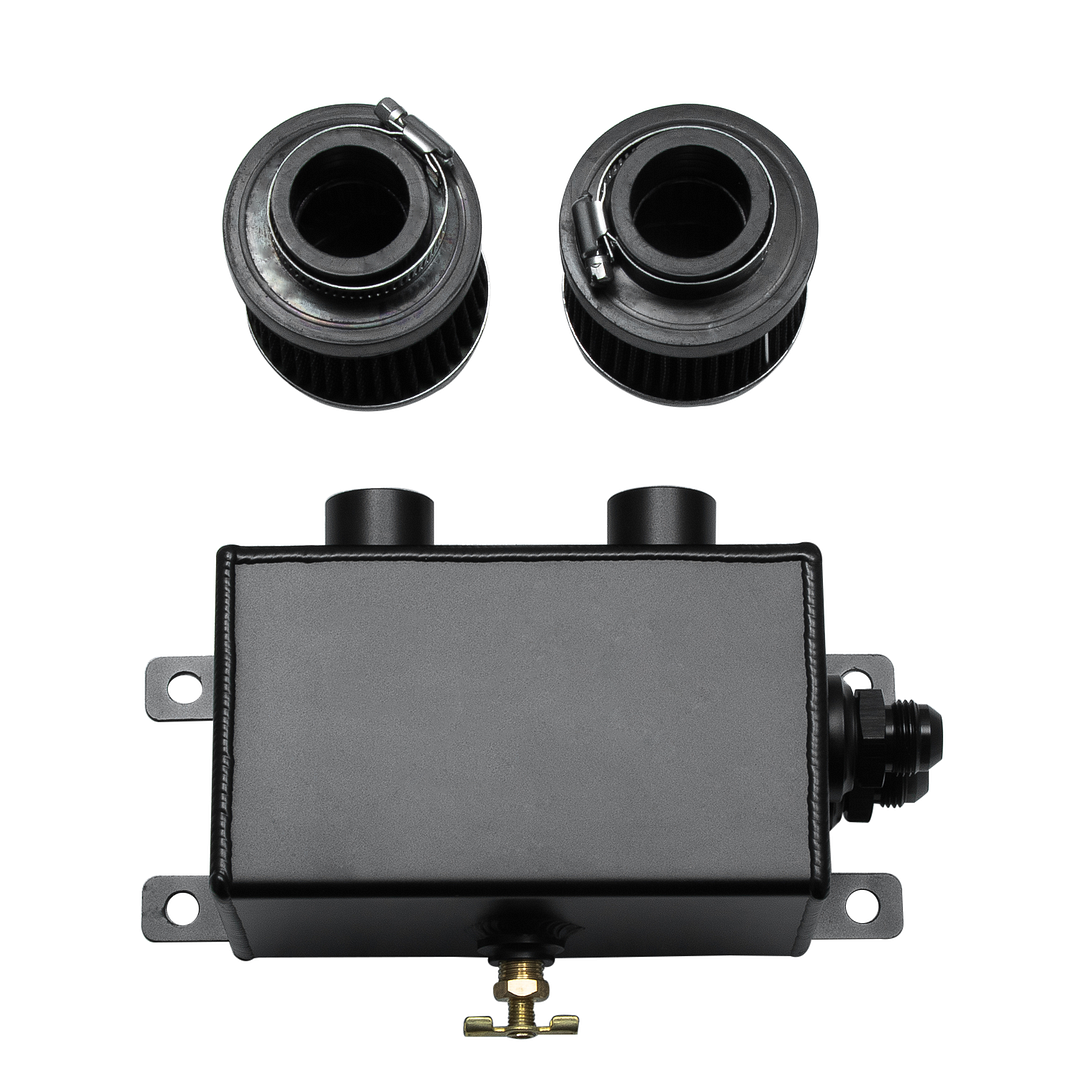 Alloyworks Universal 1.2L 10 AN Aluminum Oil Catch Can Reservoir Tank w/Breather Filter Baffled