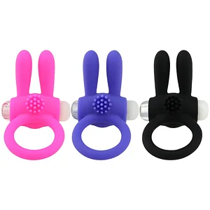 Male Rabbit Ears Vibrating Penis Ring Sex Toy For Couples