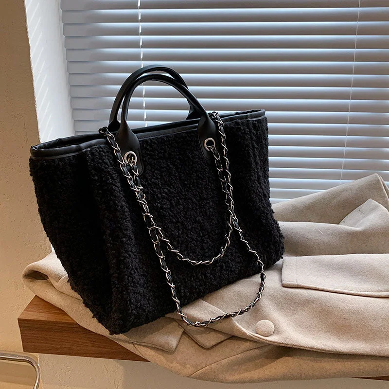 Faux Fur Large Tote bag 2021 Winter New High-quality Soft Plush Women's Designer Handbag Luxury brand Shoulder Messenger Bag