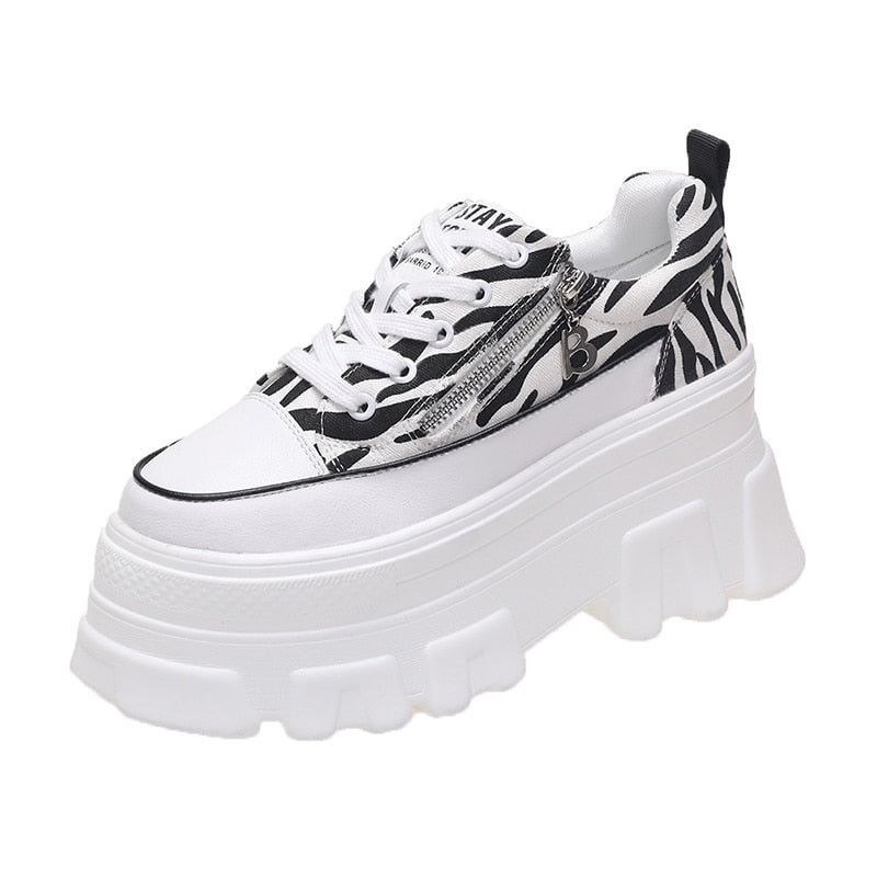 Women Thick Soles Sneakers 2021 Spring Casual High Platform Shoes Breathable Female Vulcanized Shoes Woman Chunky Sneakers 9cm