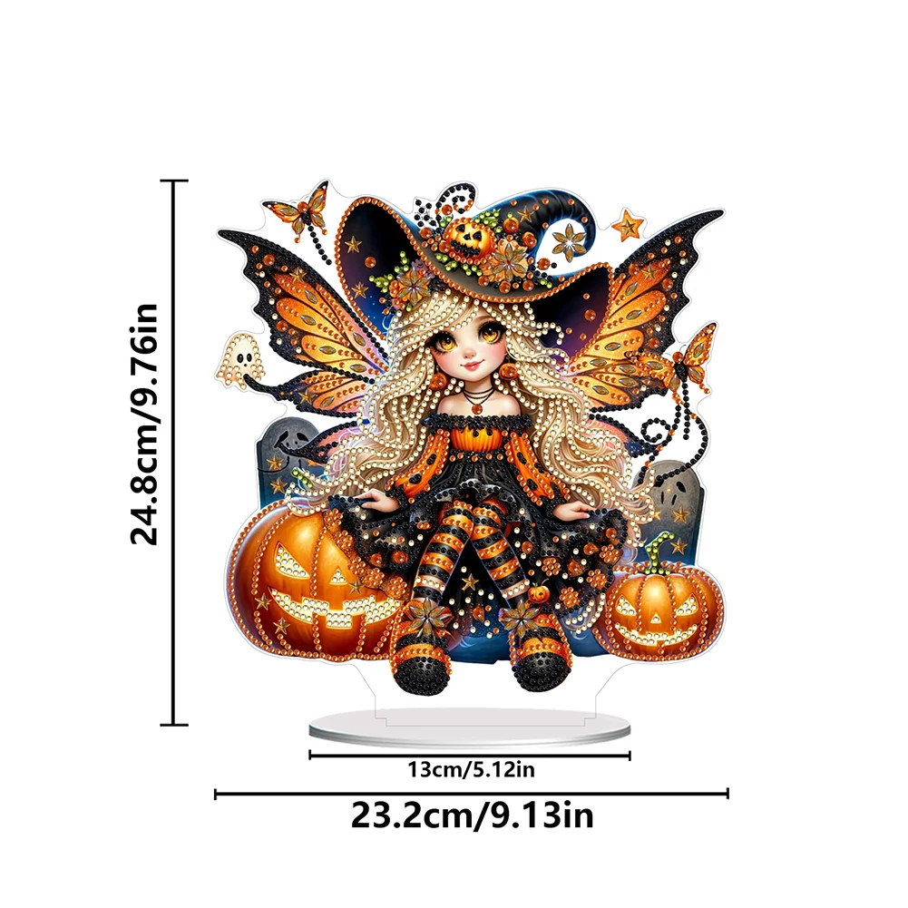 DIY Halloween Witch Acrylic Special Shaped Table Top Diamond Painting Ornament Kits