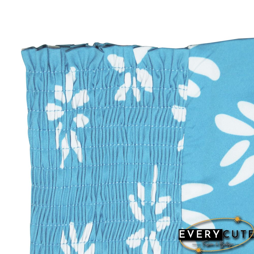 Aquamarine Digital Print Tie Waist Beachwear Wide Leg Pants