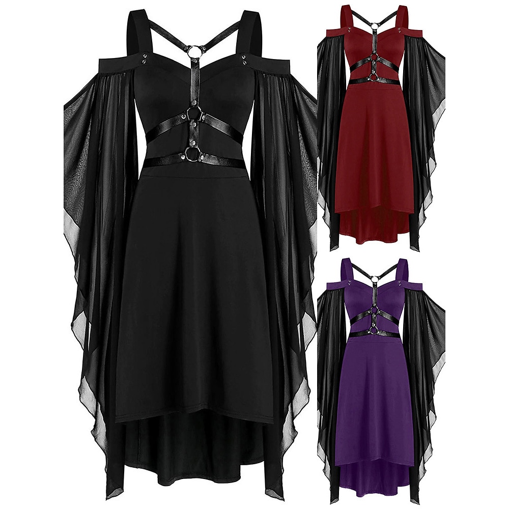 Punk & Gothic Victorian Medieval Rockabilly Cocktail Dress Dress Masquerade Goth Girl Plus Size Women's Adults' Cosplay Costume Halloween Halloween Prom Festival Dress Summer Spring Fall 2023 - US $29.99 –P1