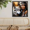 (40*40cm)Wolf Indian Girl - Full Round Drill Diamond Painting