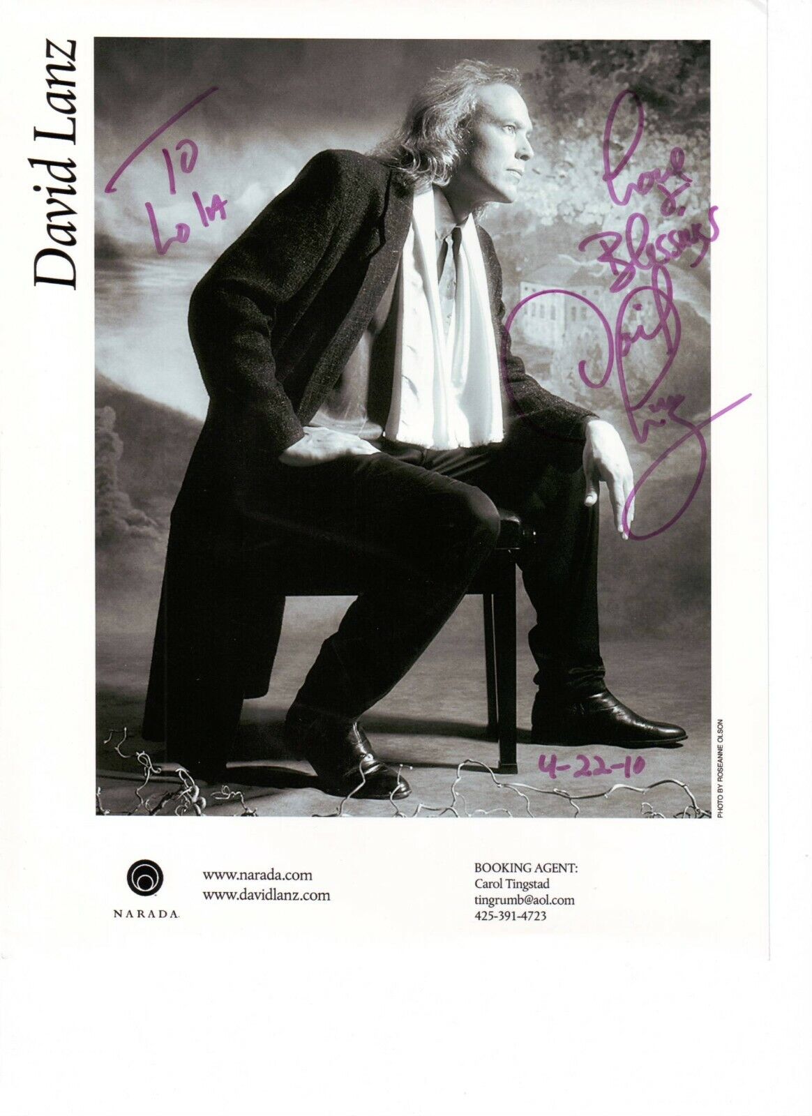 David Lanz (20x25 cm) Original Autographed Photo Poster painting