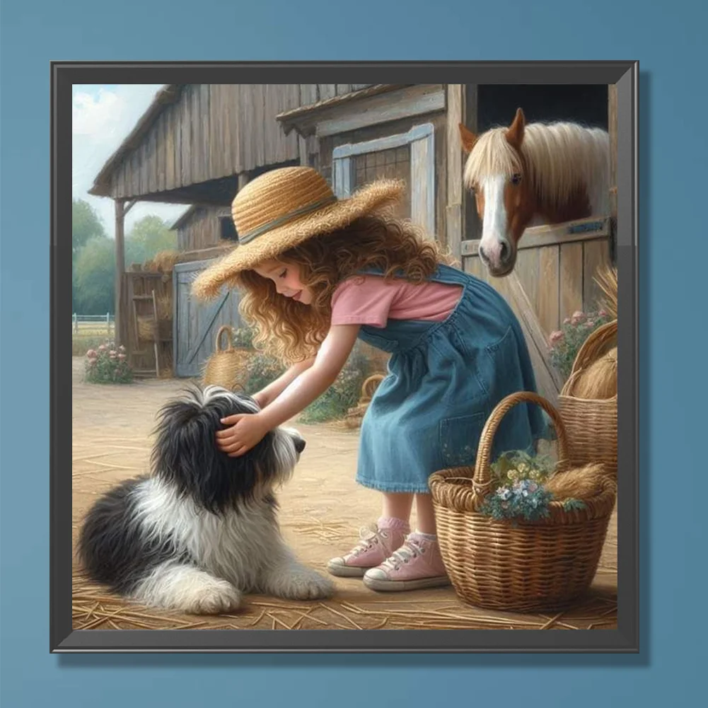 Full Round Diamond Painting 30*30cm - Farm Girl