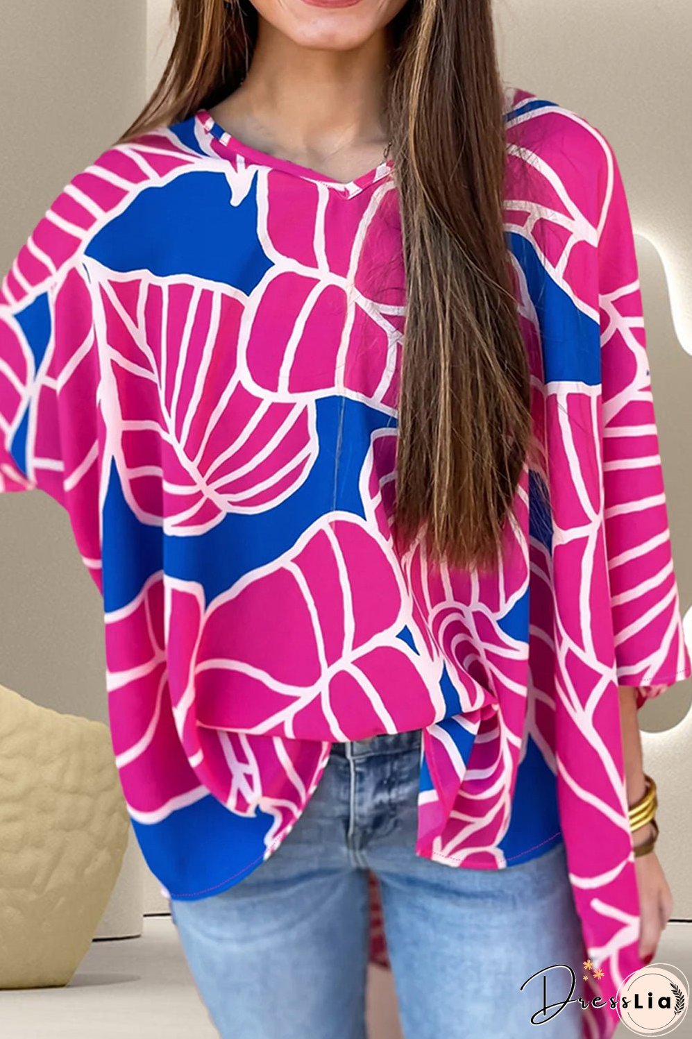Printed V-Neck Blouse