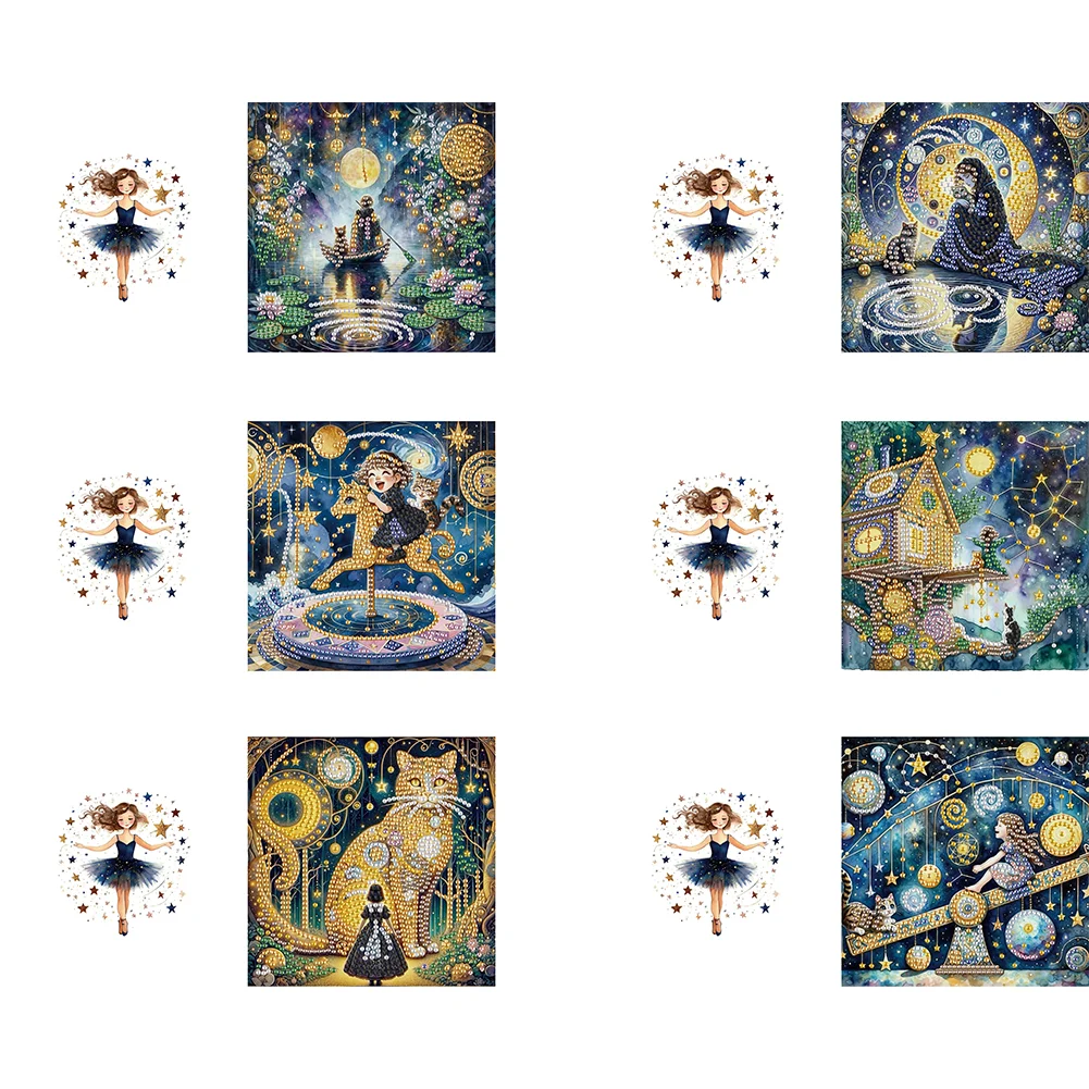 6PCS DIY Diamond Art Greeting Cards Dream Thank You Cards and Holiday Blessings