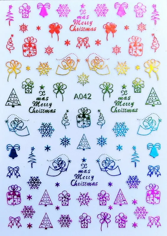 Merry Christmas Nail Art Decals Decoration Self Adhesive Nail Art Stickers Manicure Design White Snow Sticker for Nail Design-Nail Inspo