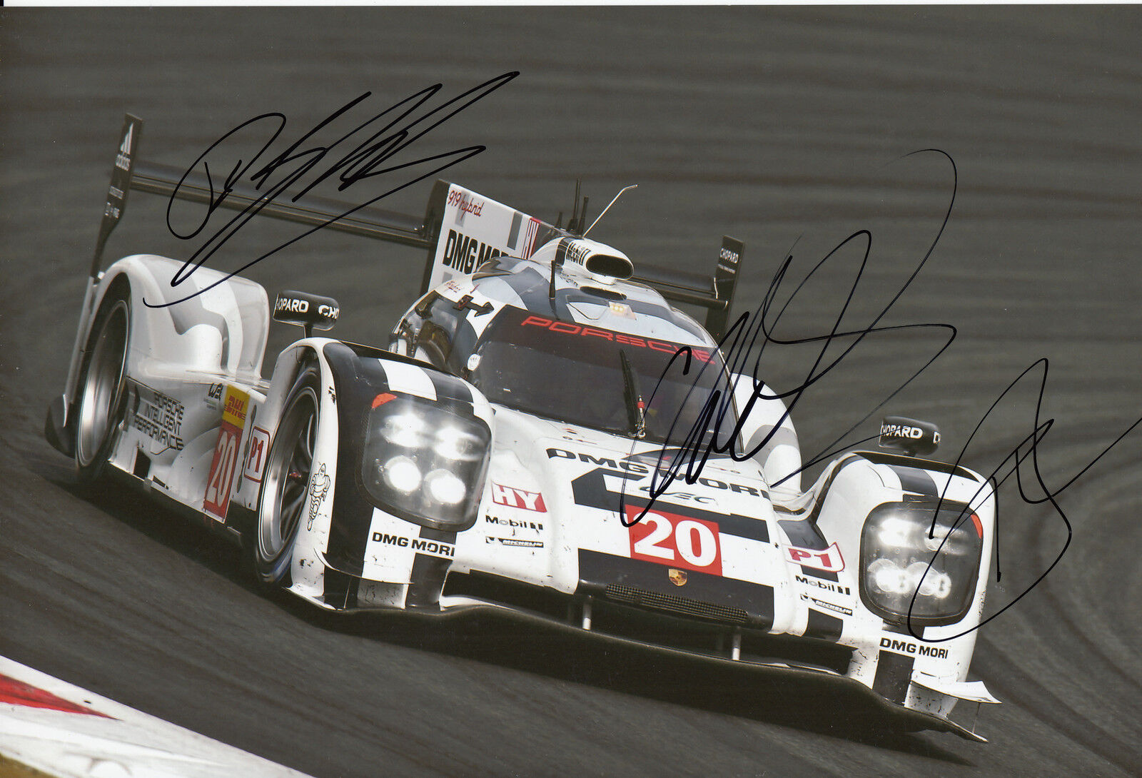 Mark Webber, Hartley, Bernhard Hand Signed Porsche 919 Hybrid Photo Poster painting 12x8 5.