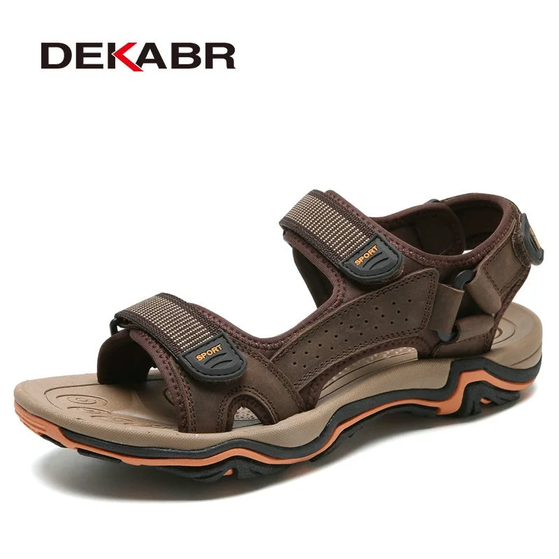 DEKABR High Quality Summer Men Sandals Real Leather NonSplit Soft Comfortable Men Shoes New Fashion Men Casual Shoes Size 39~45