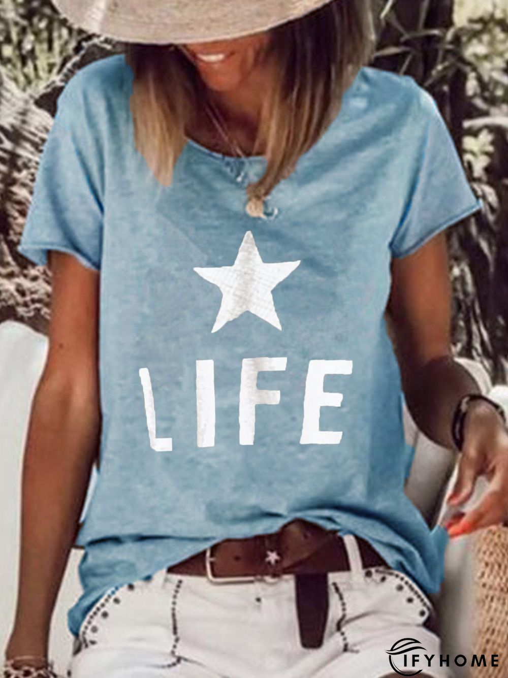 Letter Cotton-Blend Casual T-shirt | IFYHOME