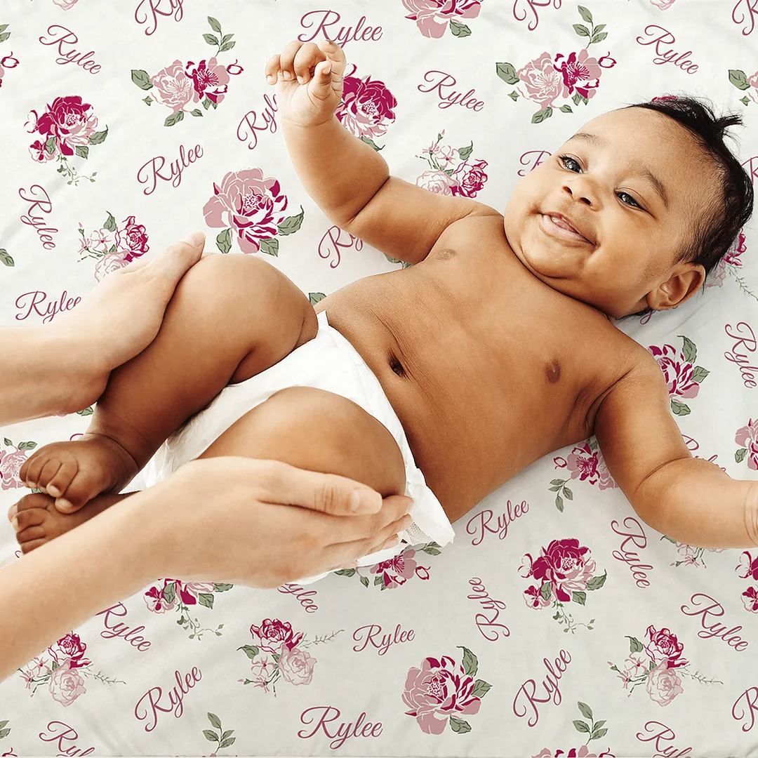 Personalized Rose Garden Baby Girl Name Blanket 