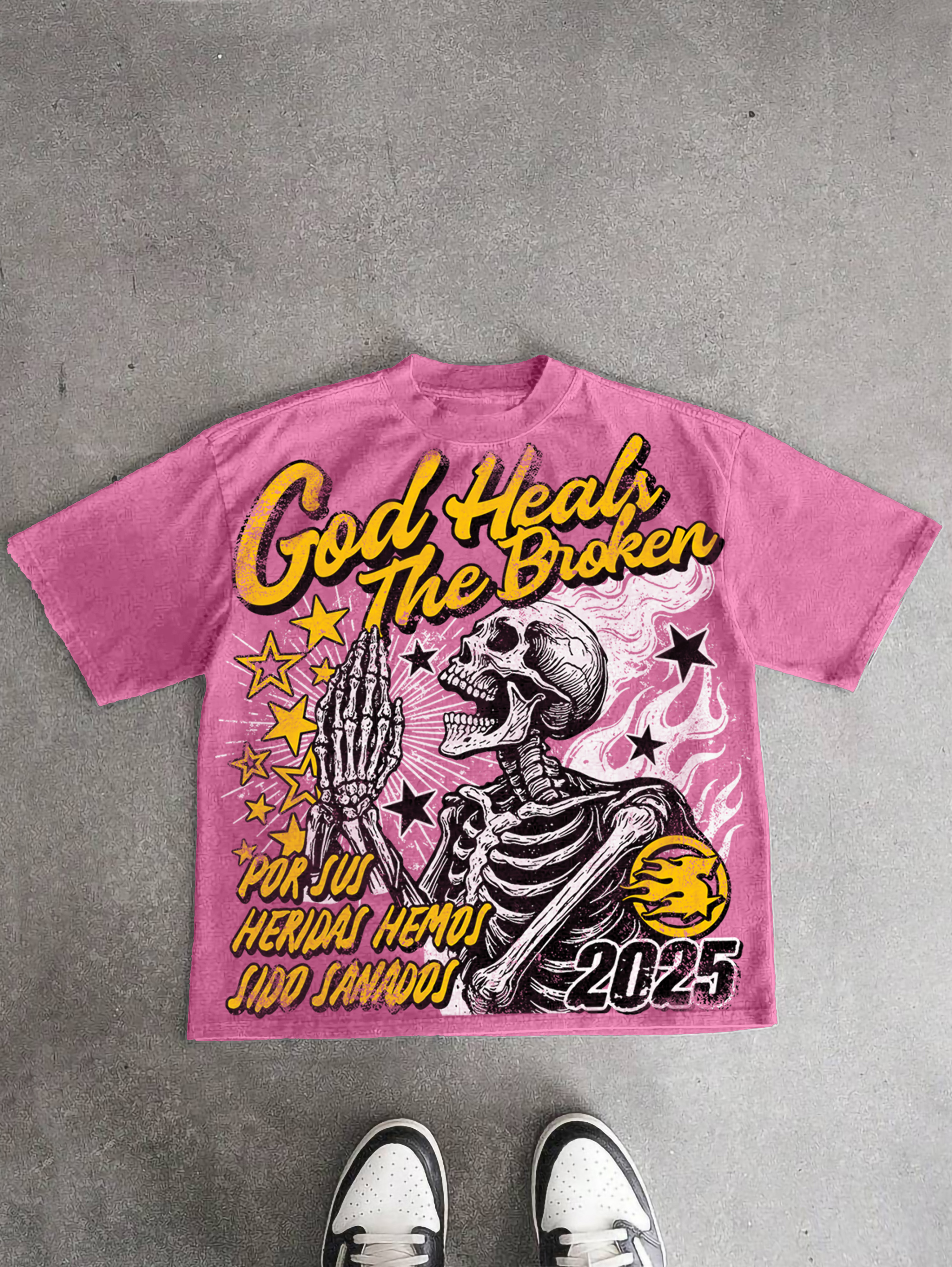 God Heals The Broken Vintage Graphic Acid Wash T-shirt