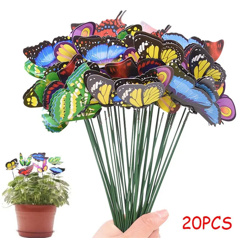 10/20Pcs Butterflies Garden Yard Planter Colorful Whimsical Butterfly Stakes for Home Outdoor Flower Pots Decoracion Supplies