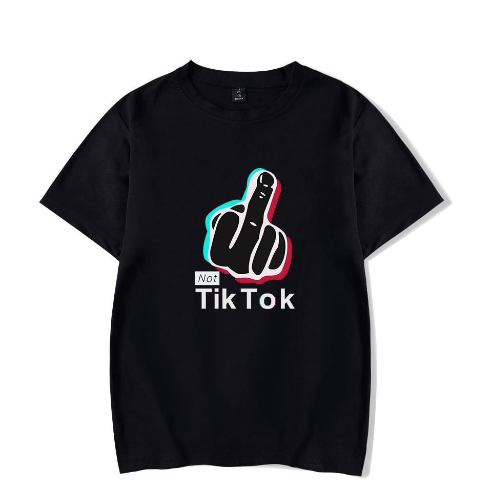Loose Tik Tok T-Shirt Note Graffiti Letters Short Sleeve Tops