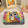 (US Local)Diamond Painting Storage Box DIY 5D Diamond Painting Jewelry Box (Owl A)