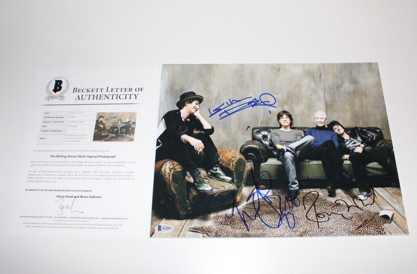 THE ROLLING STONES BAND SIGNED 11x14 Photo Poster painting x3 BECKETT LOA KEITH RICHARDS CHARLIE