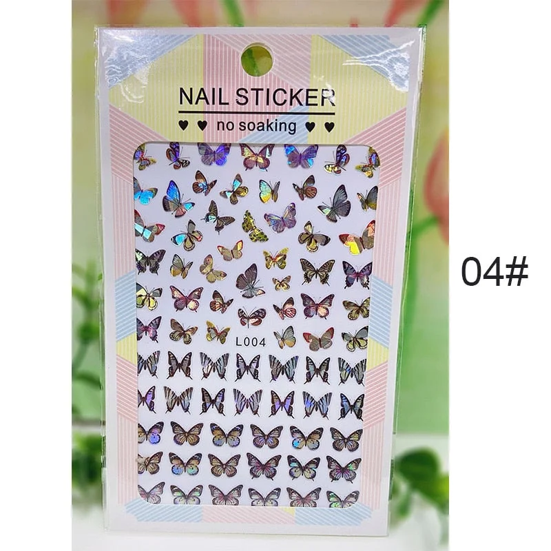 1PC 3D Nail Stickers Spring Flowers Leaves Self-Adhesive Slider Nail Art Decorations Leaf Love Heart Decals Manicure Accessories-Nail Inspo