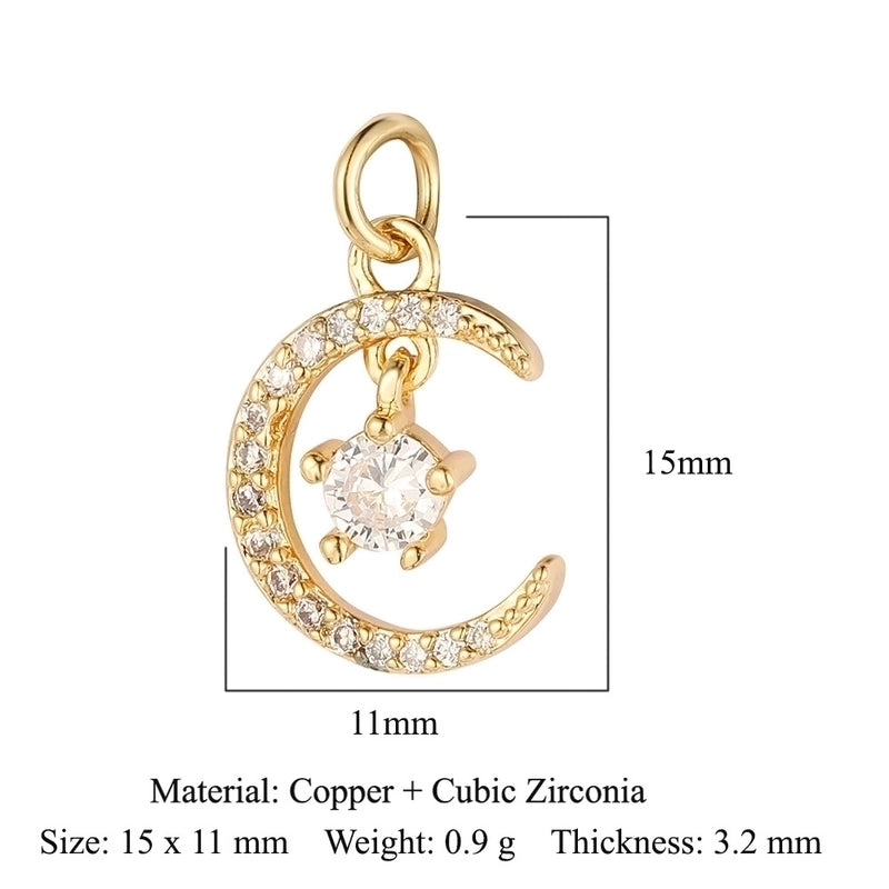 3 Pieces Copper Zircon 18K Gold Plated Sun Rainbow Star