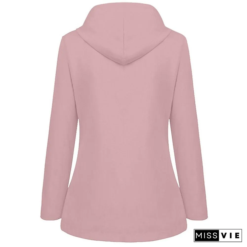 Womens Fashion All Seasons Outdoor Waterproof Rain Jacket Casual Loose Plus Size Hooded