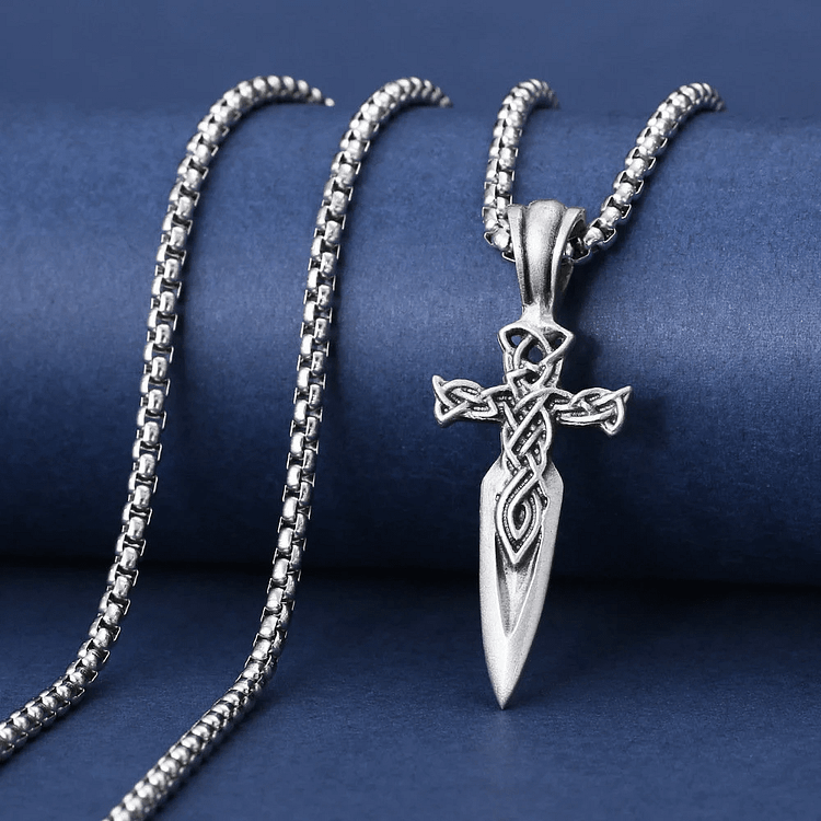 Coutureaura Nordic Celtic Knot Cross Spear Necklace