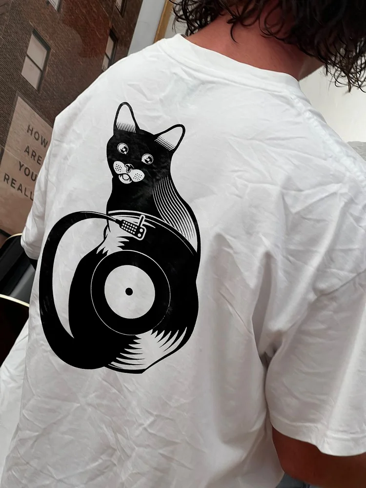 Cat Records Print T-shirt