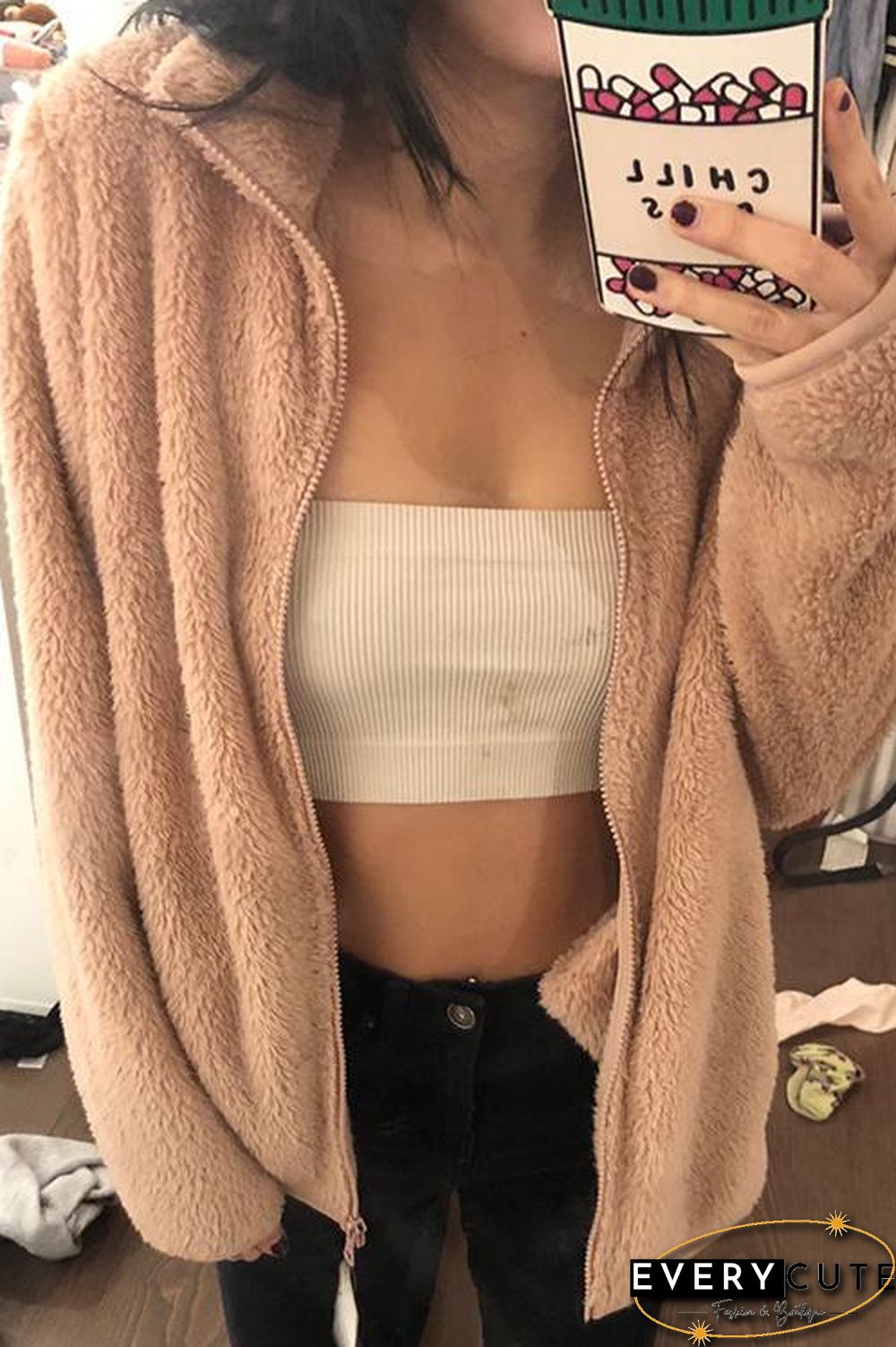 Classical Fluffy  Fleece Zipper Jackets