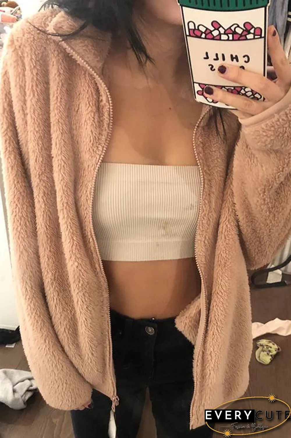 Classical Fluffy  Fleece Zipper Jackets