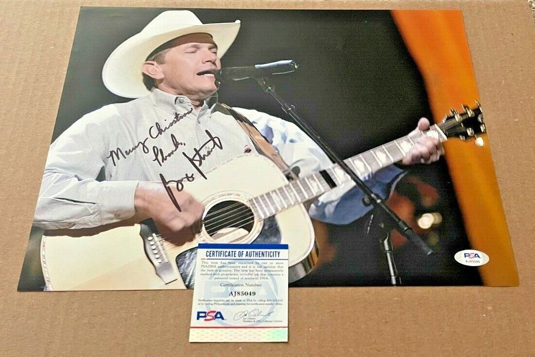 GEORGE STRAIT SIGNED 11X14 Photo Poster painting W/MERRY CHRISTMAS PSA/DNA CERTIFIED