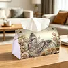 Retro Butterfly DIY PULeather Diamond Painting Tissue Box for Adults Beginners Gem Art Painting Napkin Holder for Living Room Bedroom Bathroom Table Decor