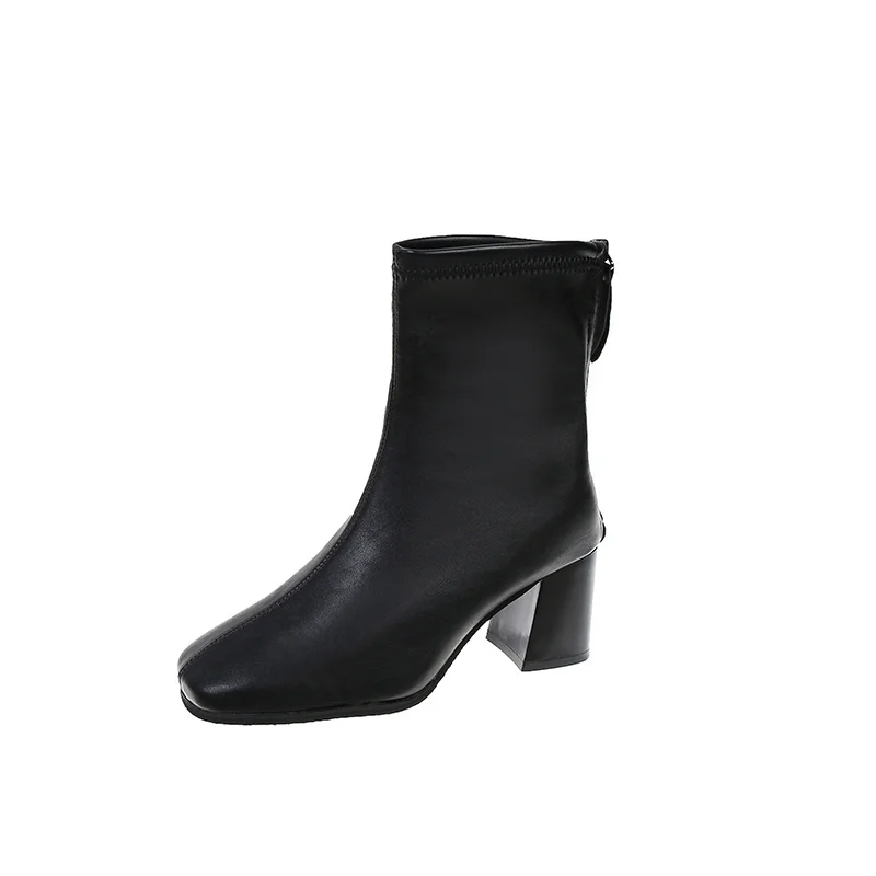 Breakj Breakj Short Boots Femininity Coarse And Female Boots 2023 Autumn And Winter New Square High And Thin Leg Size Martin Boots