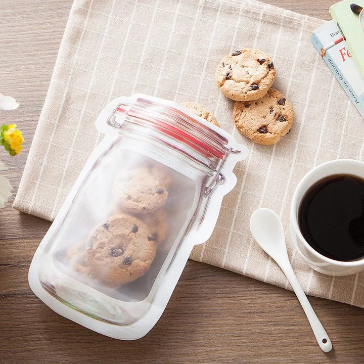 Reusable Mason Jar Bottles Bags Nuts Candy Cookies Bag Seal Fresh Food Storage Bag