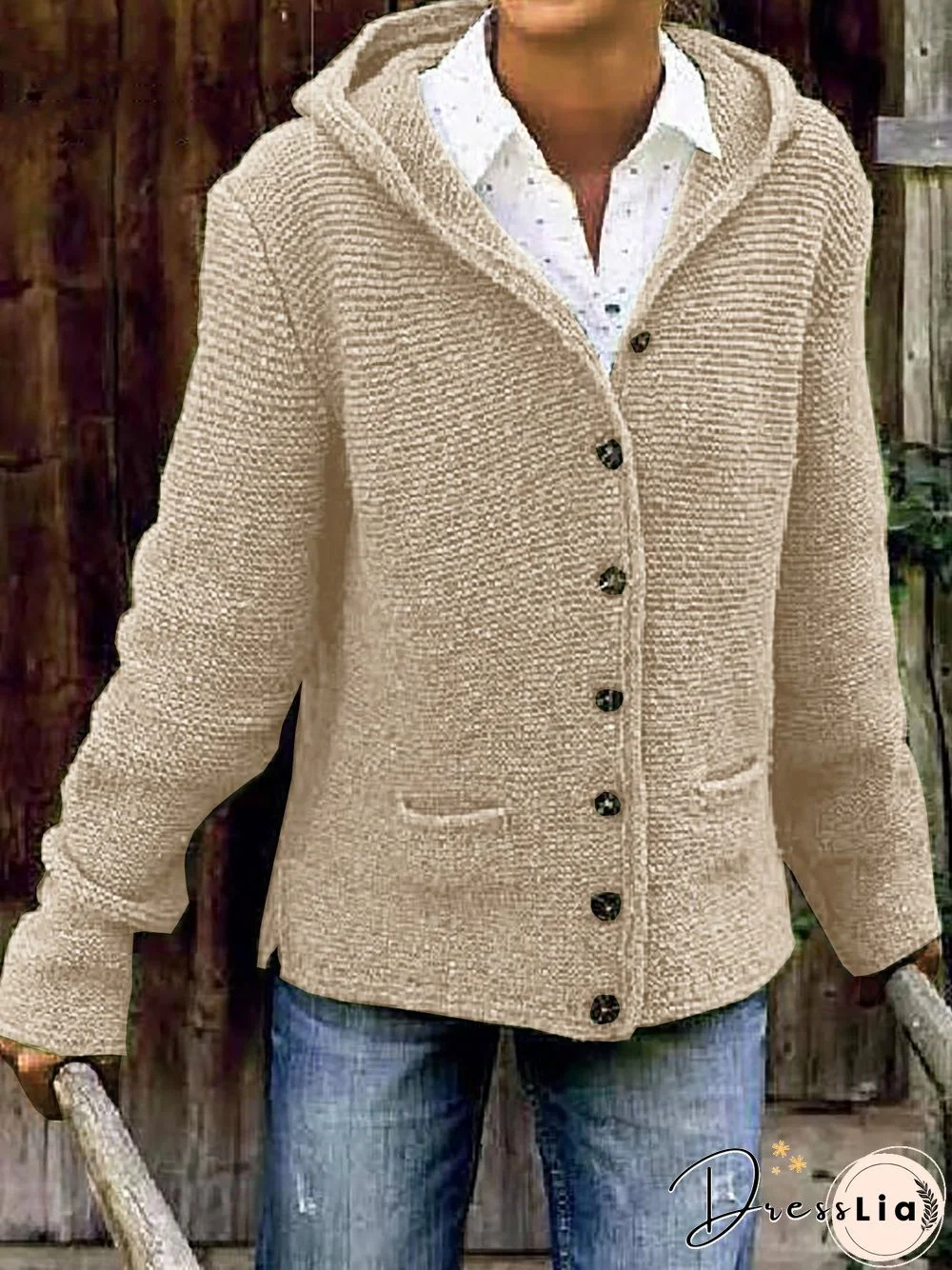 Hooded Knitted Cardigan Sweater Sweater coat for Women