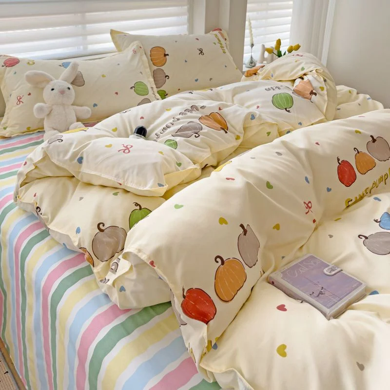 Aonga Cute Dog Bedding Set New Arrival Blue Twin Queen Duvet Cover Flat Sheet Pillowcase No Filler Girl Boys Hotel Home Bed Linens aonga