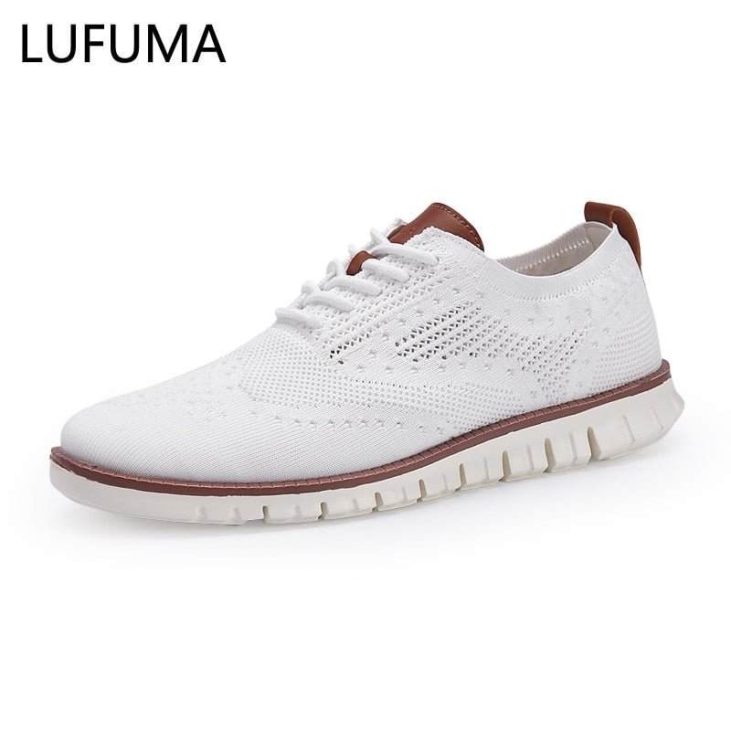 New Casual Knitted Mesh Mens Shoes Solid Shallow Lace Up Lightweight Soft Men Sneakers Shoes Breathable Footwear Flats Zapatos