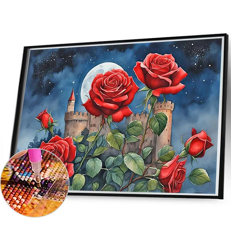 Partial AB Drill - Full Round Drill Diamond Painting -Beach Roses - 40*55CM