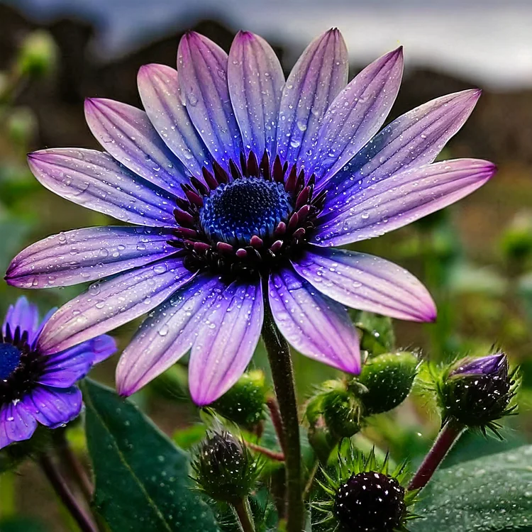 Twin-Blossom Blue Over Pink Sunflower Seeds
