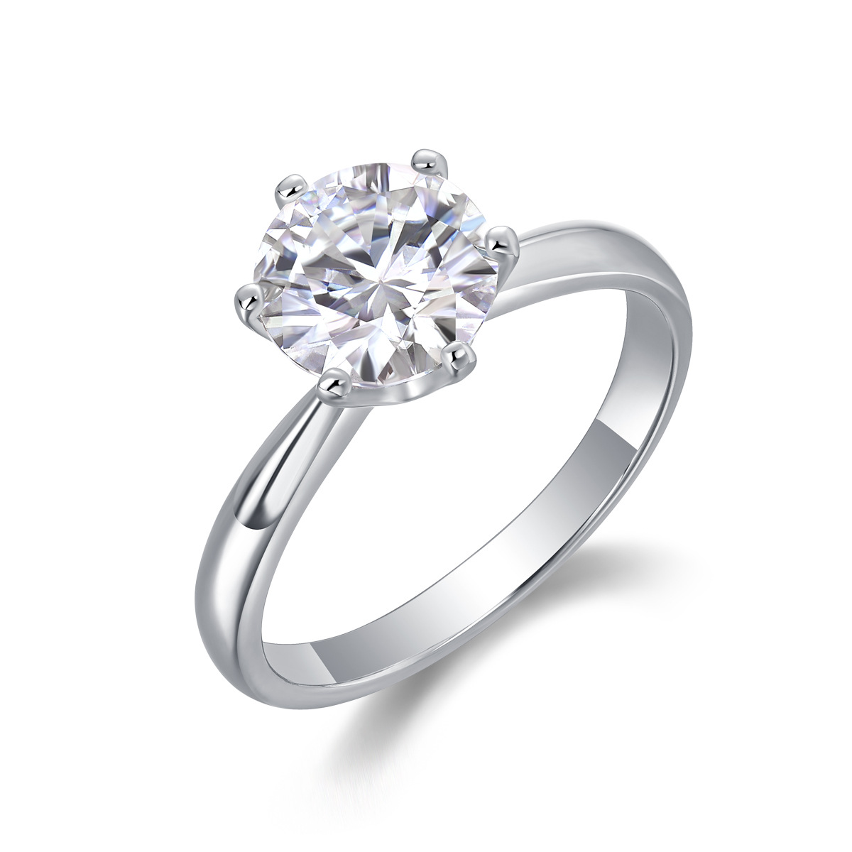 Round Cut Moissanite Statement Ring White Gold 1ct