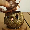 Vintage Handmade Brass/Sterling Silver Owl Storage Jar